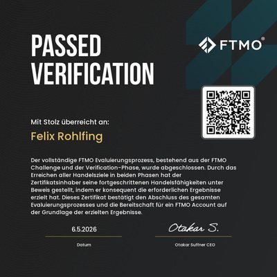 FTMO certificate: Passed Verification